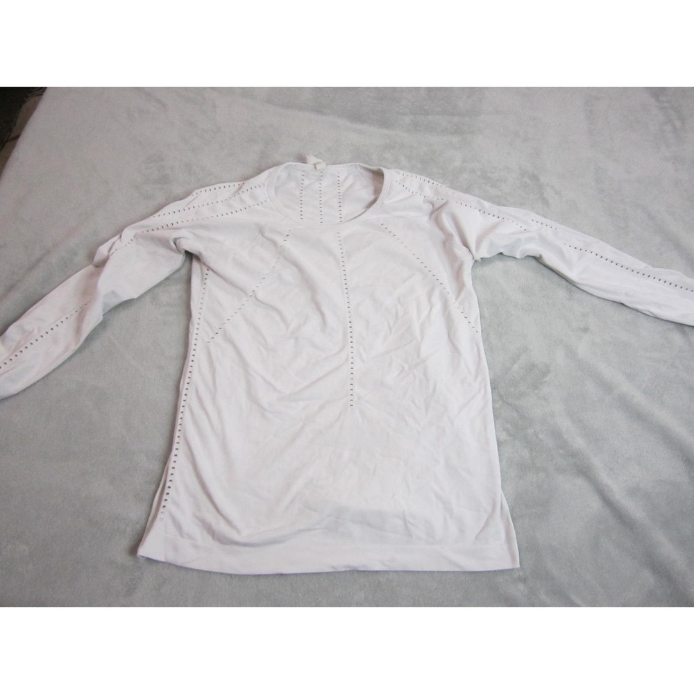 Athleta Foothill Long Sleeve Women Small White Seamless Pointelle Activewear
